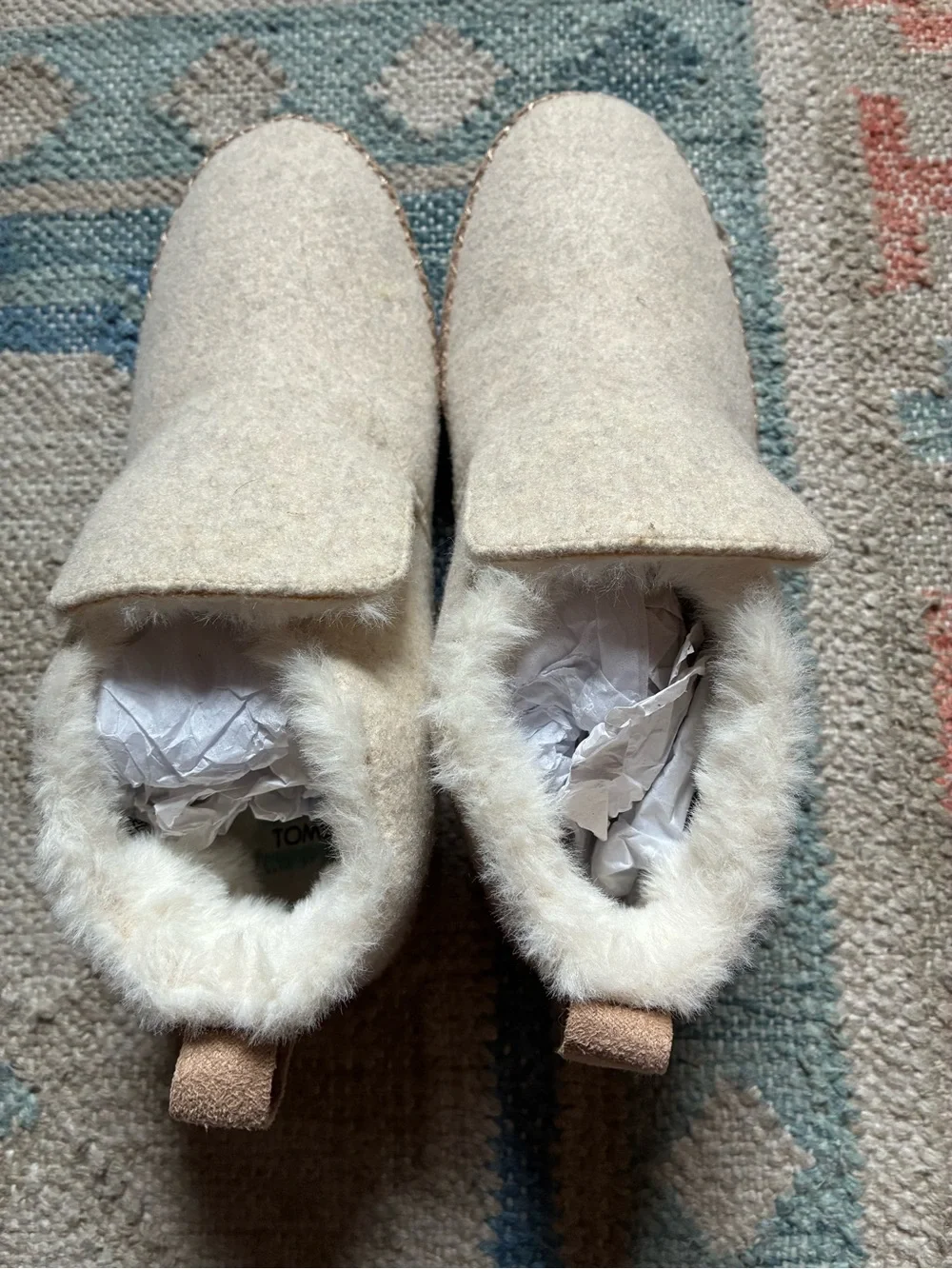 TOMS Textile Slippers with Faux Fur